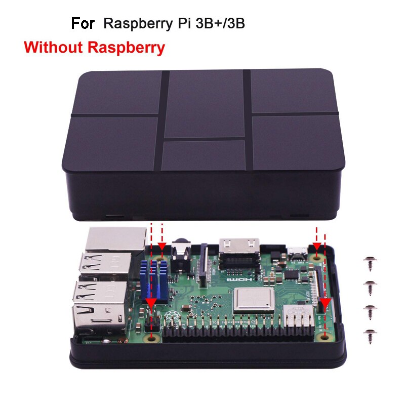 Voor Raspberry Pi 3 Model B ABS Case Zwarte Beschermhoes Cover Shell Behuizing voor Raspberry Pi 3 Model B