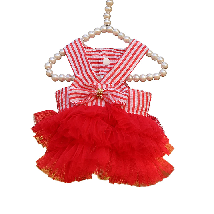 Bunny Out Clothes Lop-eared Dwarf Rabbit Pleated Skirt Rabbit Dress Up Accessories Small Dog Supplies Mesh Sling Dress For Pets: Red / XS