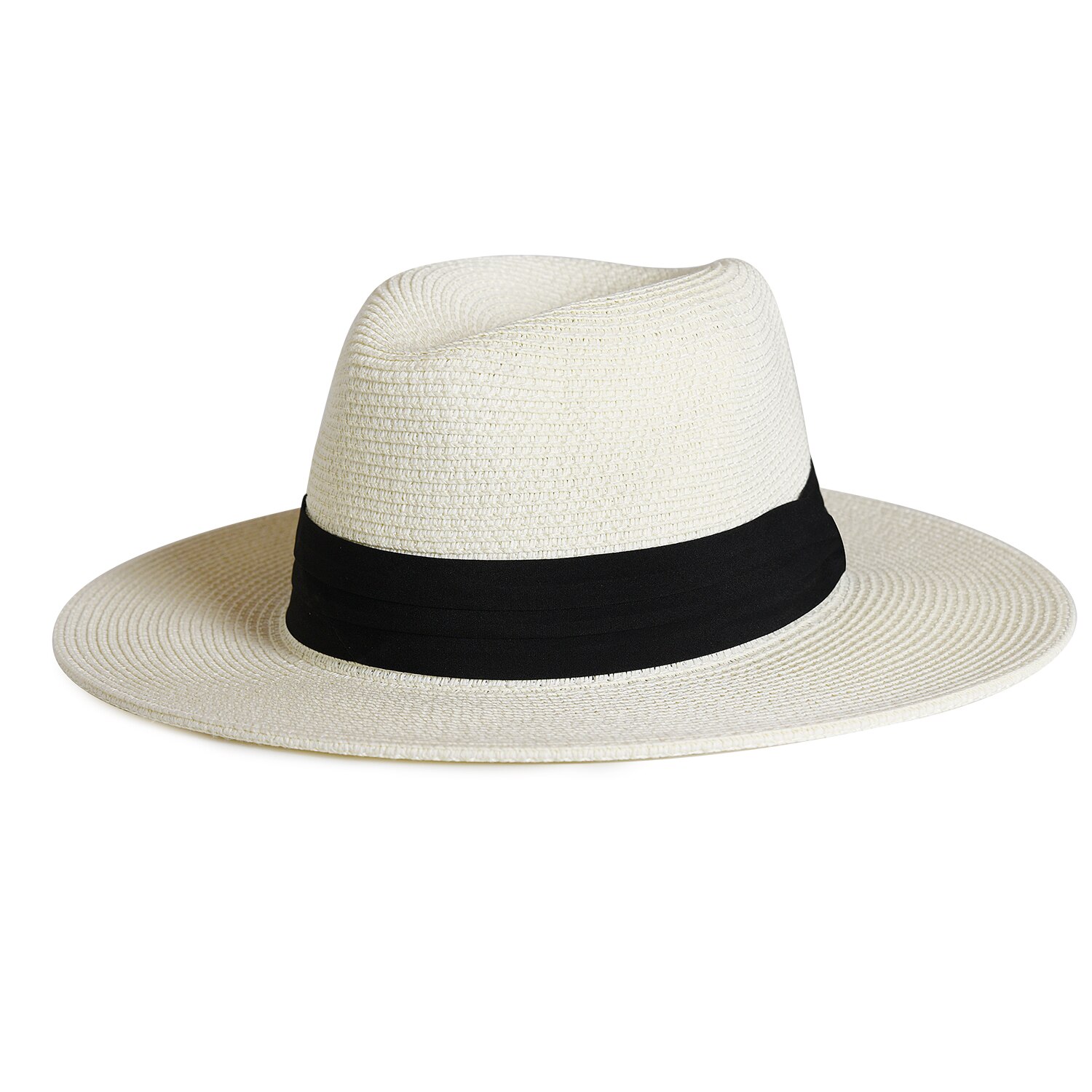 Furtalk Zomer Strooien Hoed Voor Mannen Vrouwen Zon Strand Hoed Mannen Jazz Panama Hoeden Fedora Brede Rand Zon Bescherming Cap met Lederen Riem: Ivoor / L