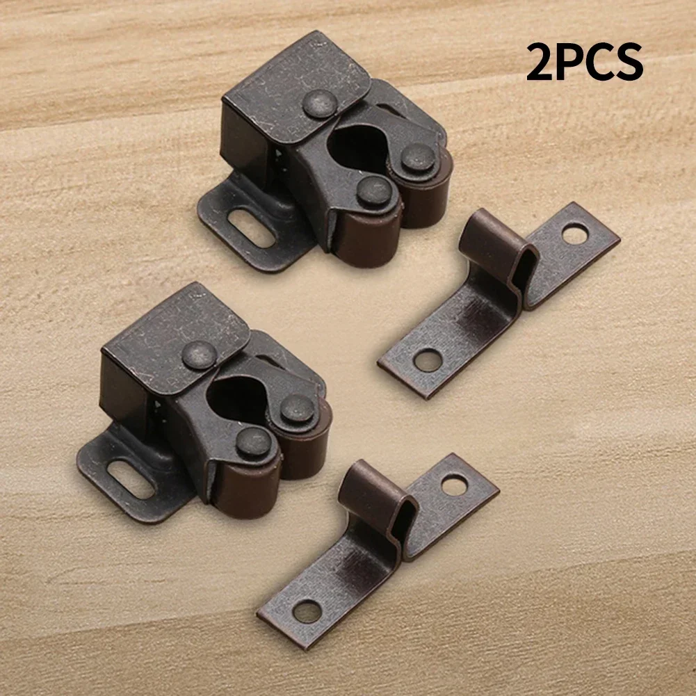 2X Iron Cabinet Locks Push To Close System For Cabinets Drawers Universal Self-closing Chests Drawers Home Improvement Hardware: Black & White