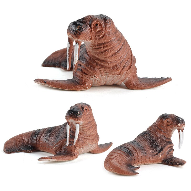 Simulation of Marine Biological Model Penguin Octopus Lobster Squid Crab Sea Turtle Seahorse Model Set Children Educational Toys