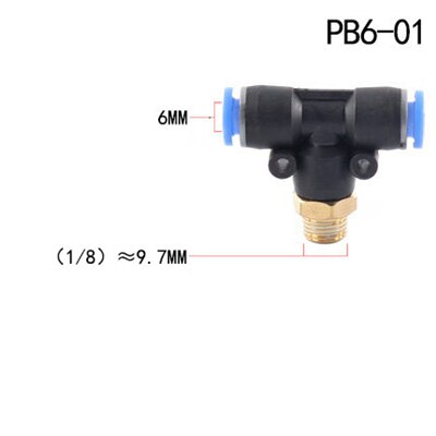 Raccord pneumatique à filetage mâle BSPT | 4mm 6mm 8mm 10mm 12mm tuyau, 1/8 "1/4" M5 3/8 "1/2" "BSPT coupleur pneumatique: PB6-01