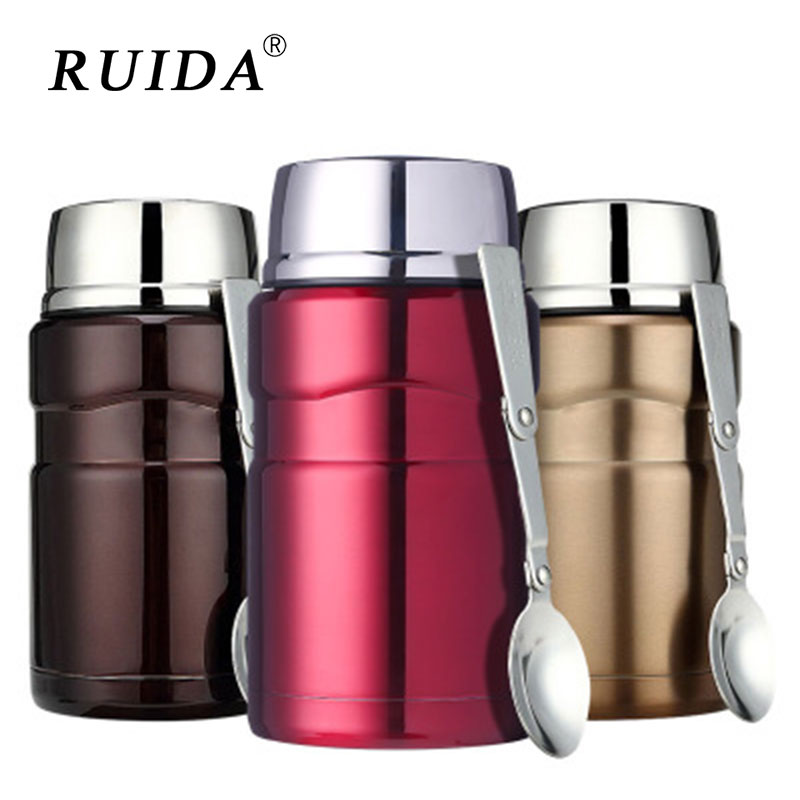 RUIDA 550ML 700ML thermos for food container with spoon stainless steel vacuum flasks thermoses thermocup ST183