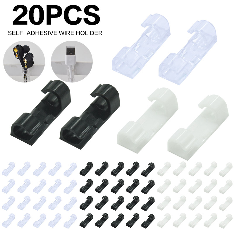 20 clip per cavi, organizer, supporto per cavi, gestione dei cavi, gestione dei cavi autoadesiva, avvolgicavo a morsetto fisso