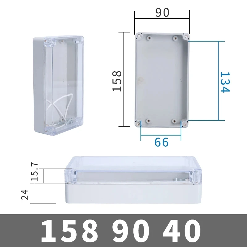 Transparent Waterproof Outdoor Enclosure Plastic Box Electronic Project Case Instrument Electrical Box Junction Box Housing: Dark Grey