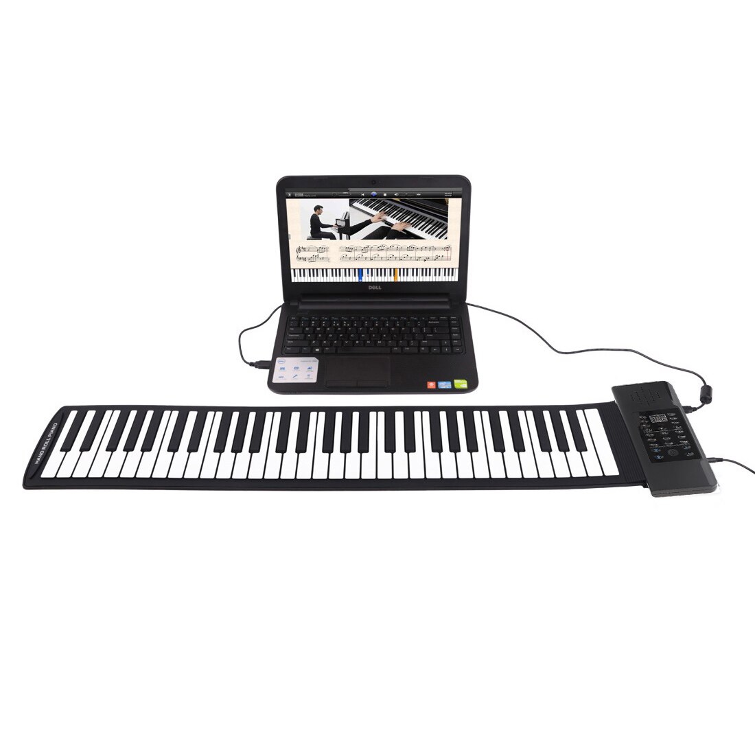 61 Keys USB MIDI Output Roll Up Piano Rechargeable Portable Electronic Silicone Flexible Keyboard Organ Built-in Speaker