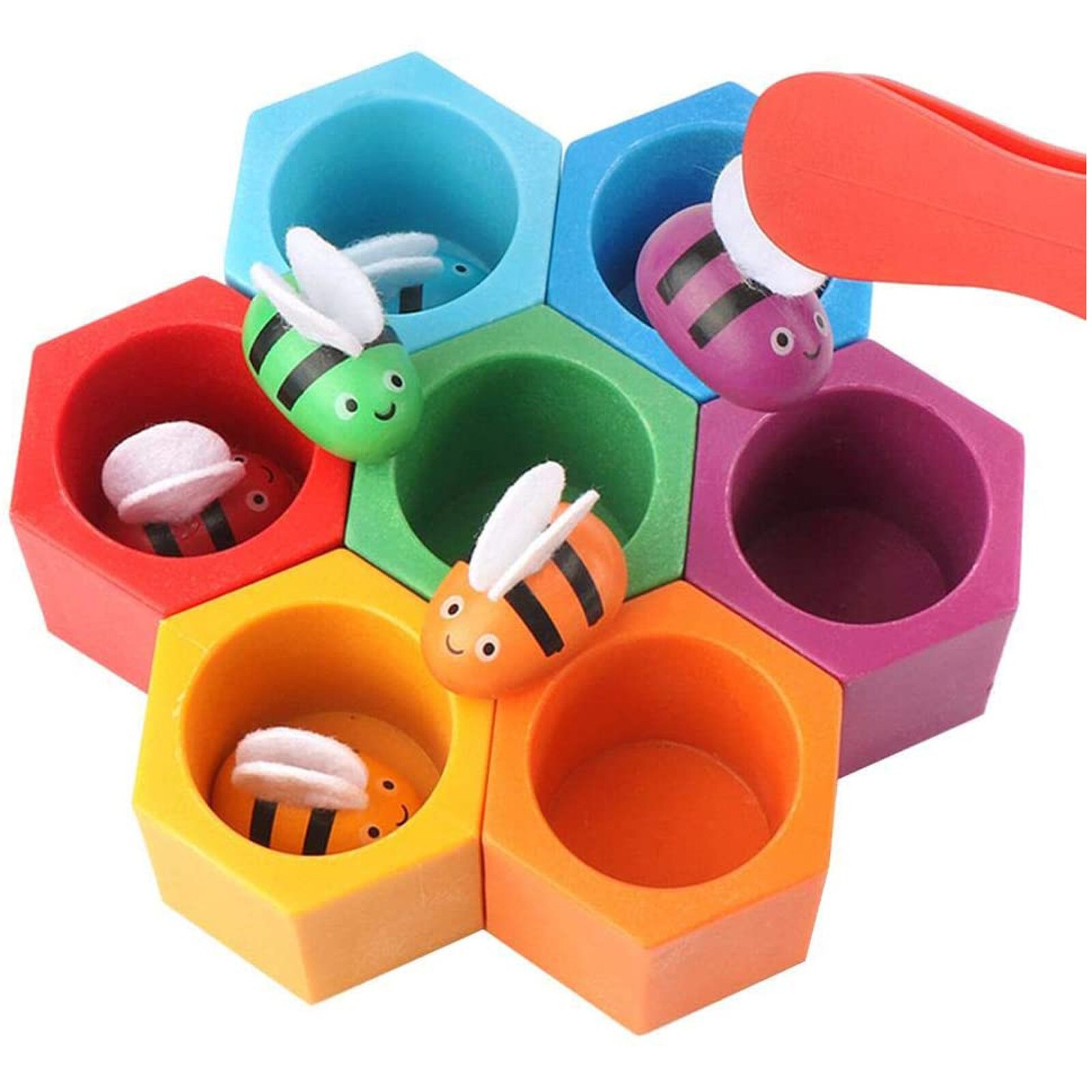 1einstellen Holz Bienenstock Bord Ausschnitt Biene Farbe Erkenntnis Spiel interaktiv Spielzeug Für freundlicher Früer Pädagogische Farbe Kognitiven Spielzeug