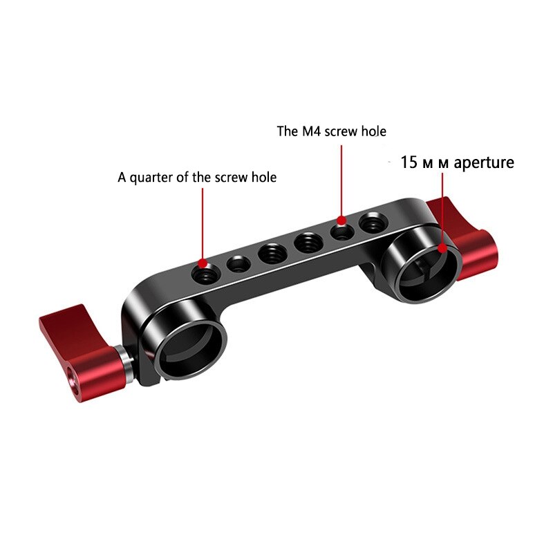 Rail Super léger de 15mm, avec filetage de 1/4 pouce à 10mm, pour appareil photo reflex numérique rouge et 15mm, serre-joint à Double trou de 15mm
