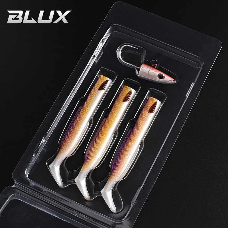 BLUX Happy Sandeel 11cm 17g suave Anguila viva señuelo de pesca paleta cola Jig cabeza gancho vinílicos vibración cebo Artificial equipo de agua salada: YELLOW