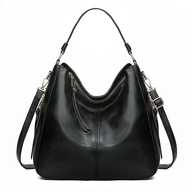DIDABEAR Hobo Bag Women's Handbag Women Large Tote Bag Female Vintage Shoulder Bags Leather Messenger Bag Shopping Bag: Black