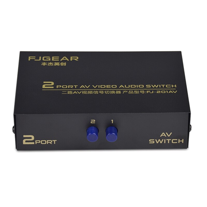 2 Port AV RCA Switch 2 in 1 out Composite Video L/R Selector Box for DVD Player Y5GE