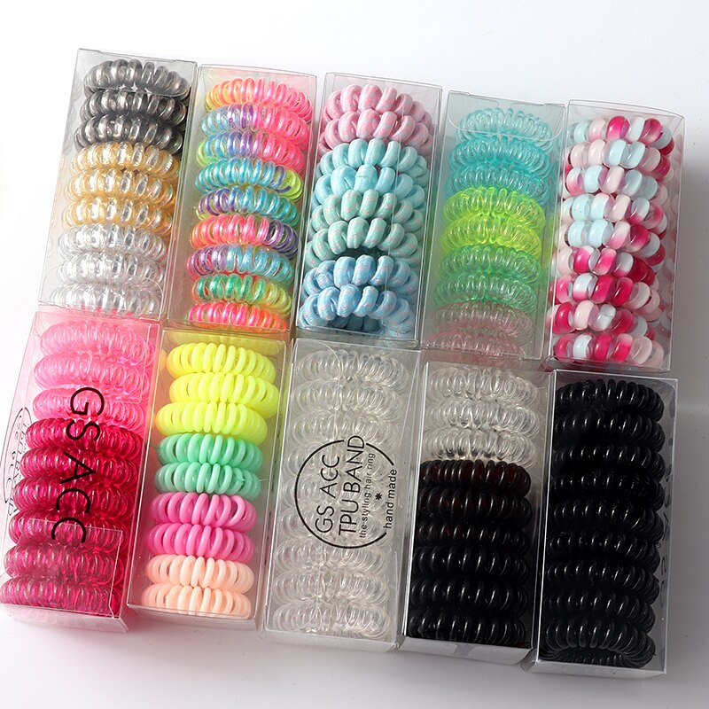 9pcs Elastic Hair Bands Colorful Spiral Hair Ties Telephone Wire Hair Accessories Girls Elastic Hair Bands Headband