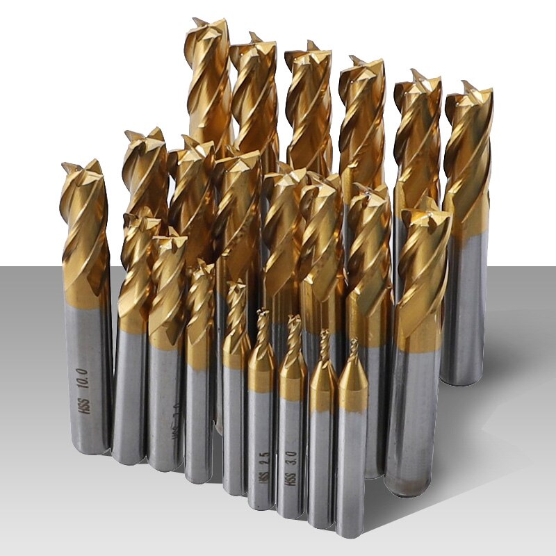 1.5-6.0mm fræser sæt 7 stk /11 stk metrisk 4 riller titanium højhastigheds stål cnc fræse til træ metal fræsning skæreværktøj
