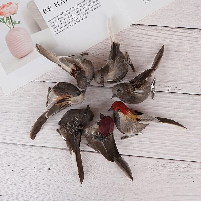 Leuke Kunstmatige 1Pcs Vogel Schuim Levendig Feather Mini Tit Craft Vogels Emulatie Decoratie Vogel Model Diy Kunstmatige Sparrow