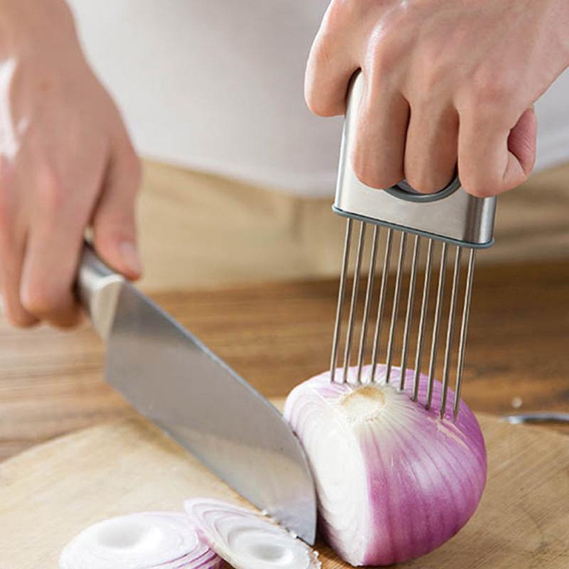 Ui Snijder Shrendders & Snijmachines Tomaat Ui Groenten Slicer Snijden Aid Houder Gids Snijden Cutter Veilig Vork Vleesvermalser