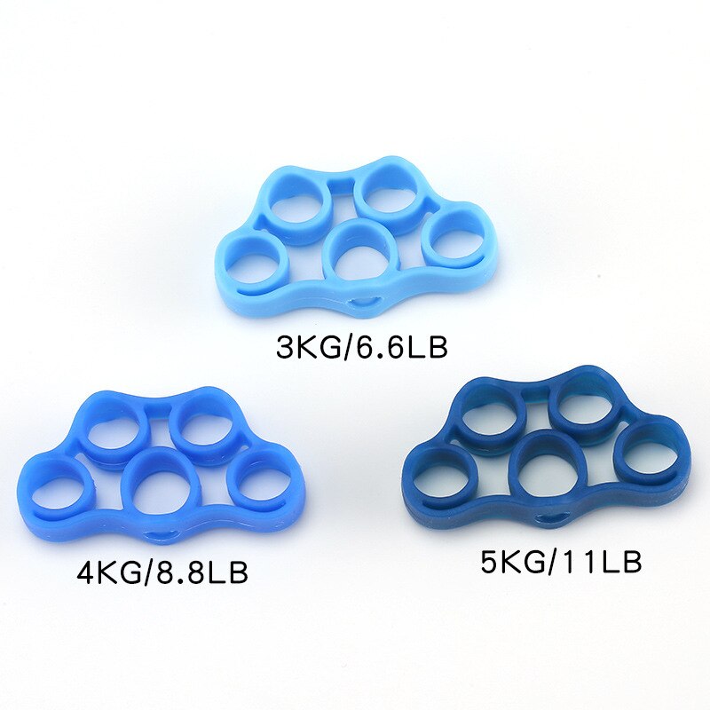 Pince à main en Silicone pour les doigts, entraîneur de force, bande de résistance pour les poignets, outil de Fitness: 3 PCS Blue