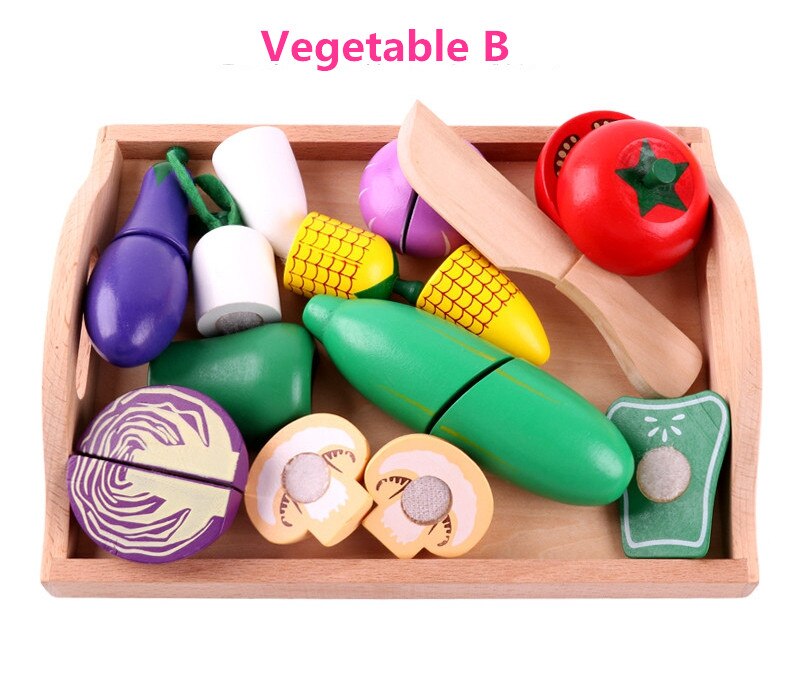 Holz klassische spiel simulation küche serie spielzeug Schneiden Obst und Gemüse Spielzeug Montessori Frühen bildung: Vegetable B