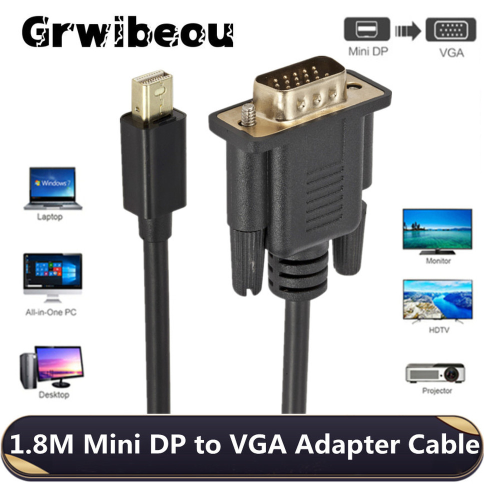 Mini dp til vga adapter 1080p mini thunderbolt mini displayport displayport mini dp til vga kabel til pc macbook air pro imac