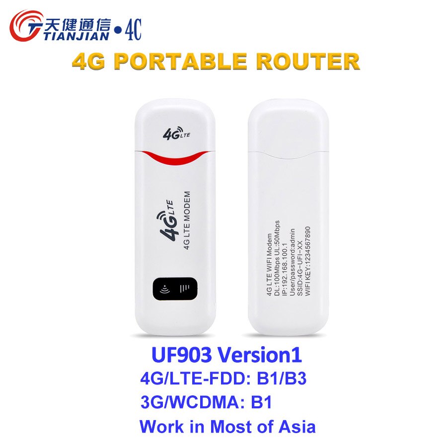 TIANJIE odblokowany router wi-fi LTE 3G/4G modem USB hotspot bezprzewodowy 4G karty Sim adapter WiFi kieszeń sim USB wifi w samochodzie sieci kij: UF903-1