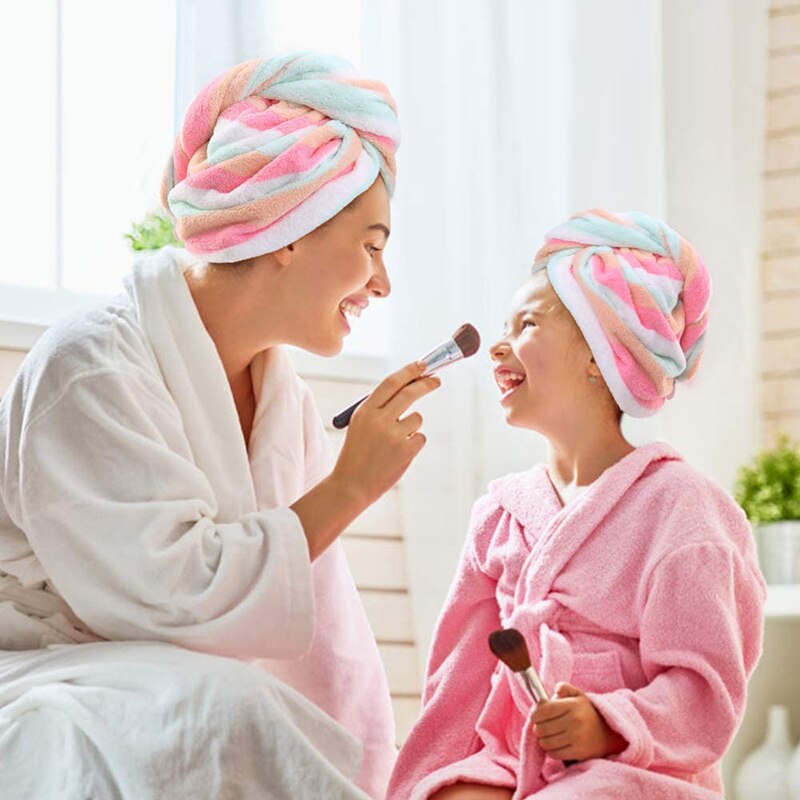 2pc mikrofiberhårhanddukar för kvinnor lockigt hår spa turban snabbtorkande handduk badduschmössa snabbtorkande handduk för huvudet