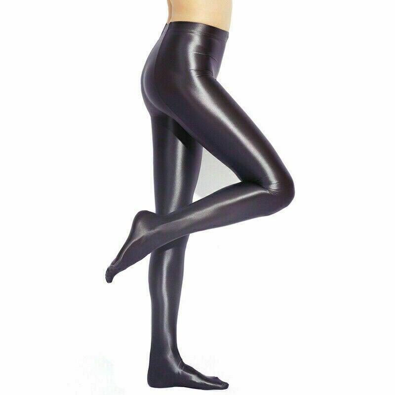 Metelam Ladies Opaque Shine Stain Tights Super Shiny Glossy Stockings Dance Club Pantyhose Plus Size: Gray / M