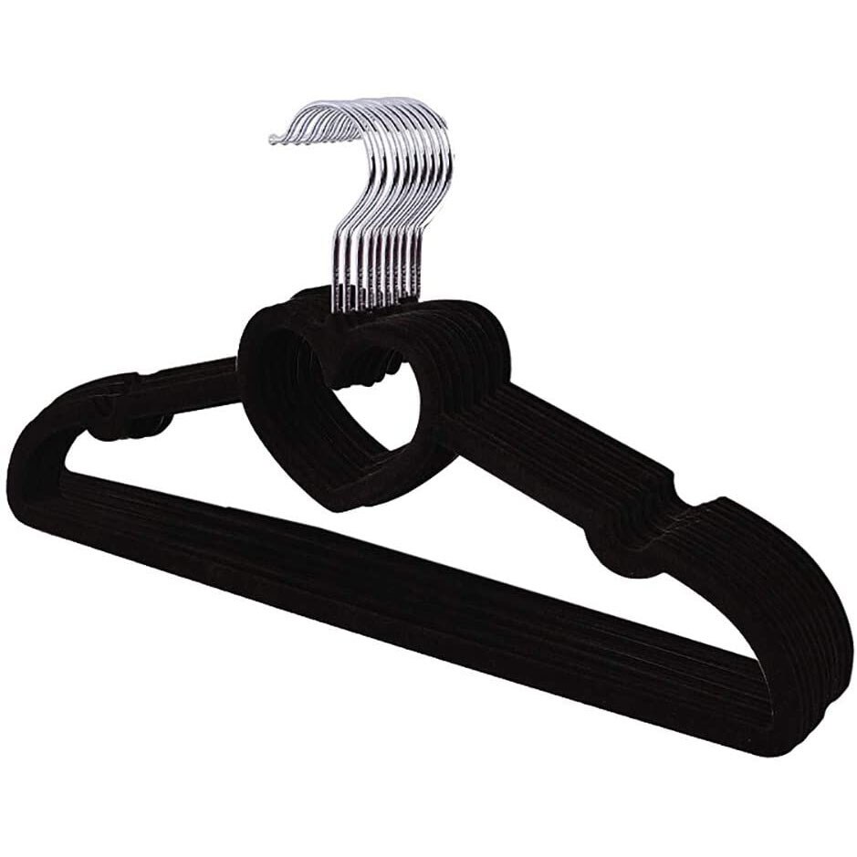 Perchas de terciopelo finas, antideslizantes, accesorios de barra, gancho integrado, organizador de almacenamiento de gancho de correa, estante de secado para ropa, 42cm, 5 piezas,: Negro