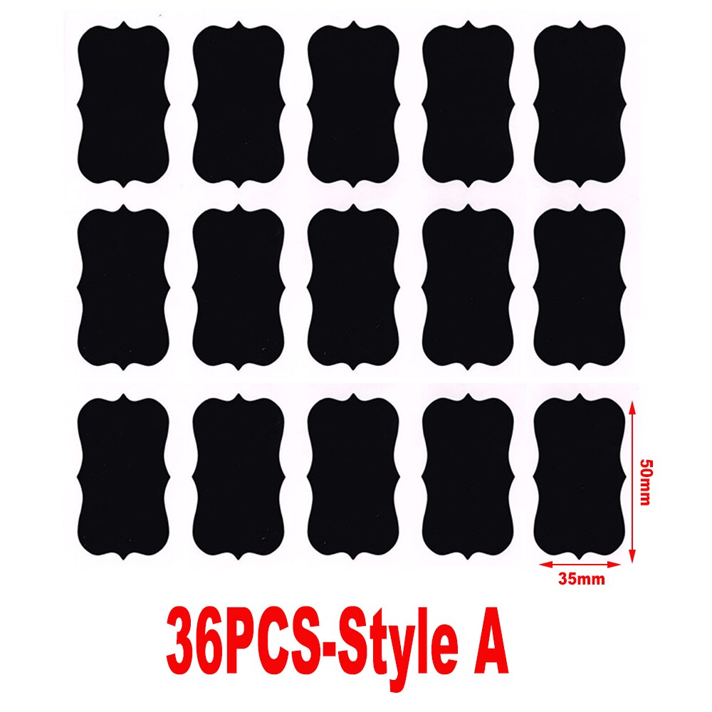 36/24pcs Kitchen Label Stickers PVC Waterproof Blackboard Stickers Bar Kitchen Spice Castor Jars Organizer Storage Bottles Label: 36PCS-Style A