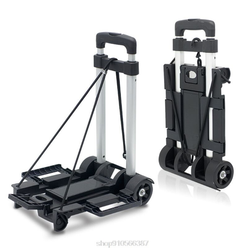 Black Folding Luggage Cart Light Aluminum Collapsible Portable Fold Up Dolly Hand Truck for Travel Moving N27 20: Black