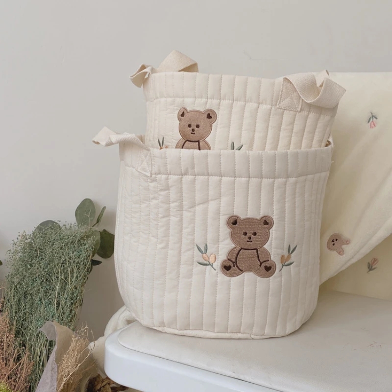 Babytaschen, niedlicher Bär, Stickerei, Wickeltasche, Caddie, Windelwagen, Aufbewahrung, Mutter, Umstandstasche für Neugeborene, Windeln, Spielzeug, Organizer