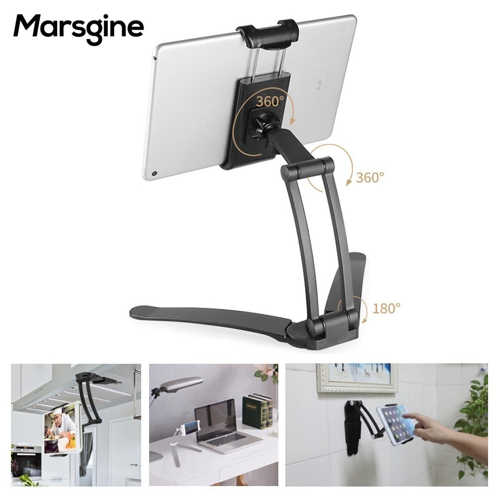 2 In 1 Supporti Tablet di Attaccatura di Parete Del Desktop Multi-funzione di staffa In Lega di Alluminio 3M Tablet Supporto Marsgine