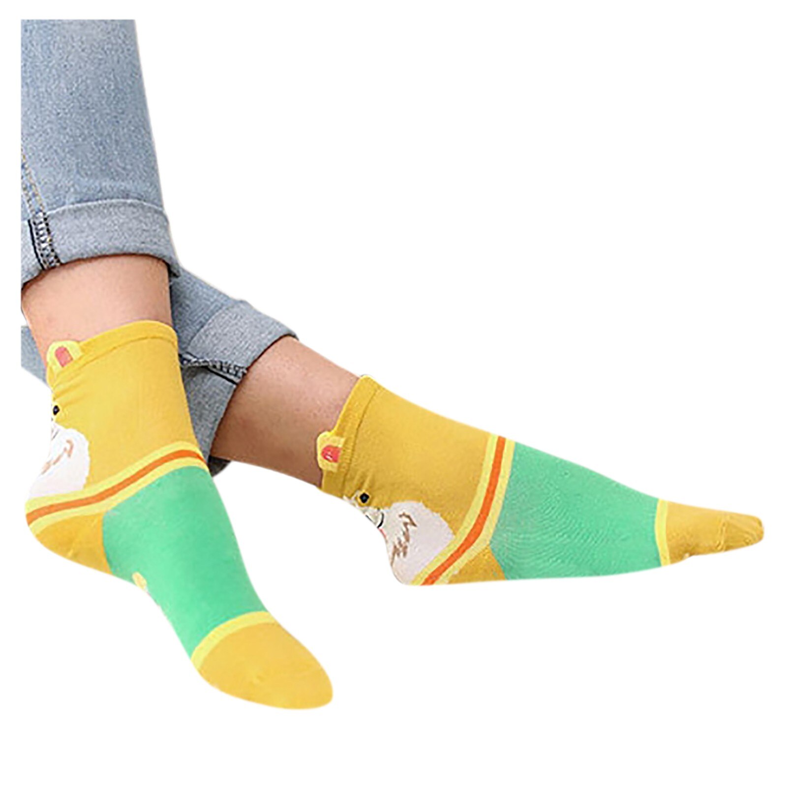 Frauen Niedlichen Ebene Karikatur Hund Ohren 3d Rohr Socken Niedlichen Ebene Druck Baumwolle Socken Damen Herbst Und Winter warm socken # K