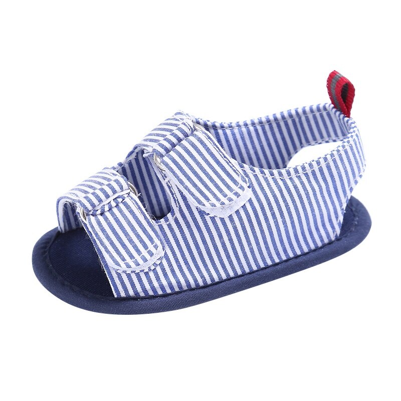 Baby dreng sandaler sommer stribe lærred kid sko bløde baby toddler sko: Blå / 13-18 måneder
