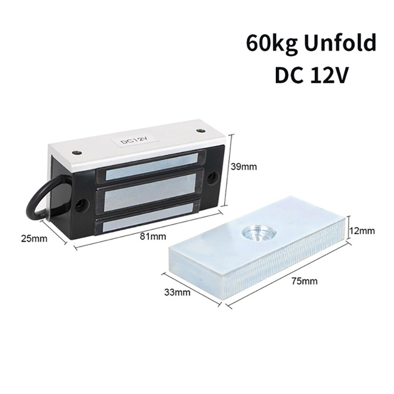 Dc12v/300ma 60kg elektromagnetiska lås inbäddade/utfällbara 2 typer av åtkomstkontrollmagnetlås lämplig för hemmakontorsdörr