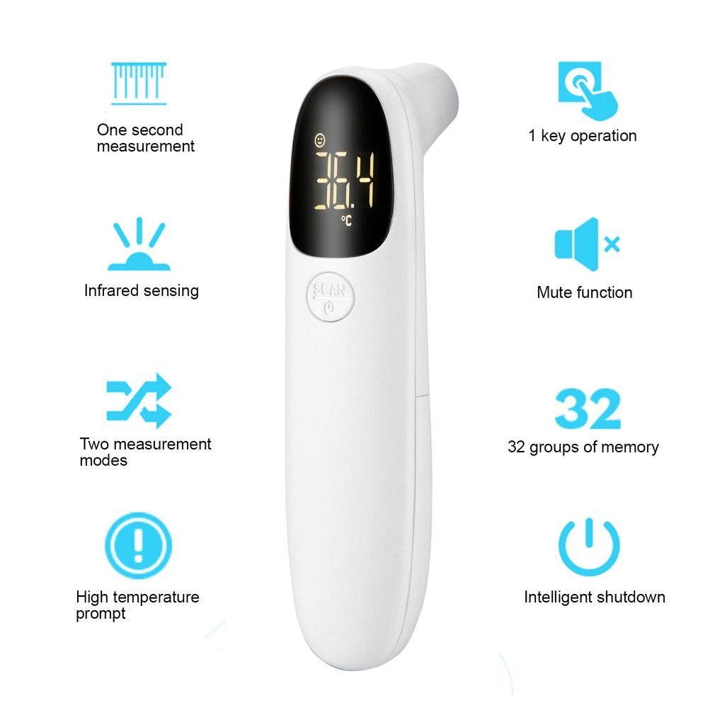 Handheld Non-contact Forehead Ear Thermometer Infrared Digital Thermometer Gun Home Office Fever Temperature Measure Tool