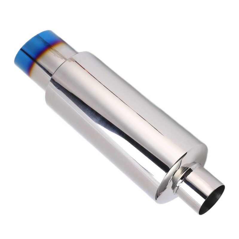 exhaust pipe connector exhaust Exhaust Muffler Blue 2in‑Inlet 3in‑Outlet Stainless Steel Silencer Cotton Universal