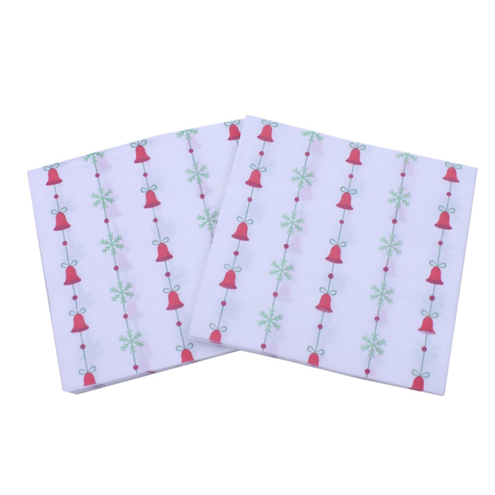 20 Stuks Gedrukt Kleurrijke Kerst Servetten Xmas Bell Tissue Papieren Handdoek Voor Christmas Party Kinderen Volwassenen