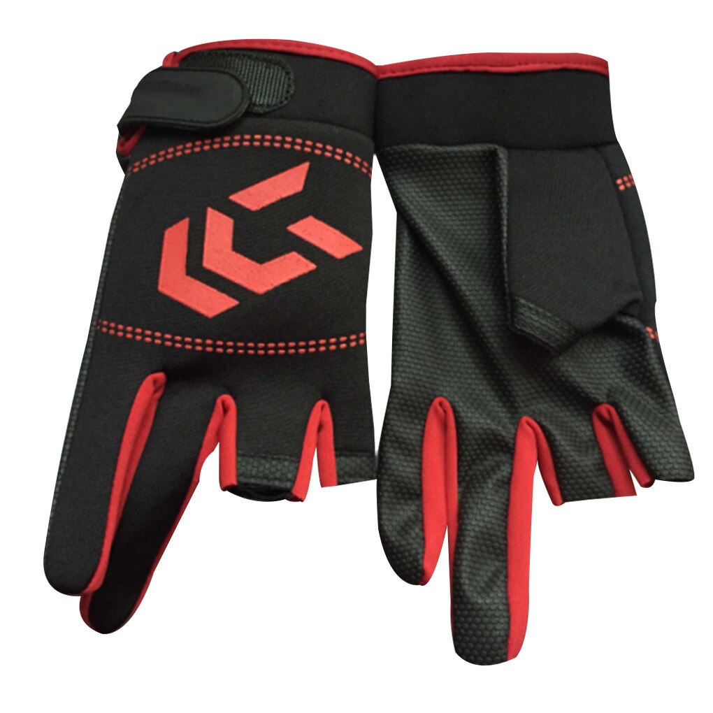 1 par de guantes de pesca para hombre y mujer, protección antideslizante para pesca al aire libre, 3 dedos cortados, equipo deportivo para peces, guantes de pesca
