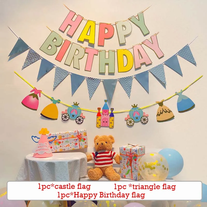 Grattis på födelsedagen banner set färgglatt papper hängande flagga födelsedagstema festdekorationer pojkar flickor babyshowerdekor foto rekvisita: Beige