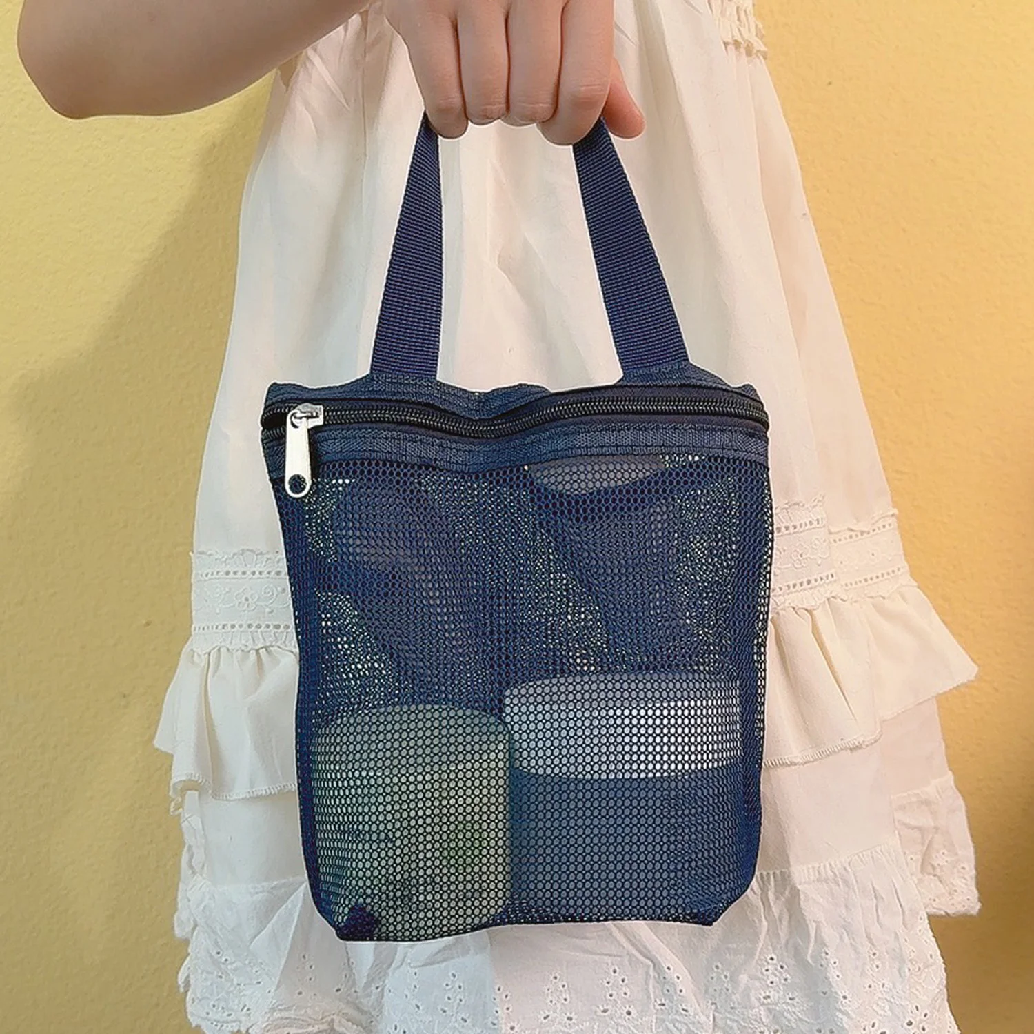 Mesh Makeup Toiletry Storage Bags Handbags Portable Travel Washing Body Shower Tools Organizer Hanging Cosmetic Organizer Pouch