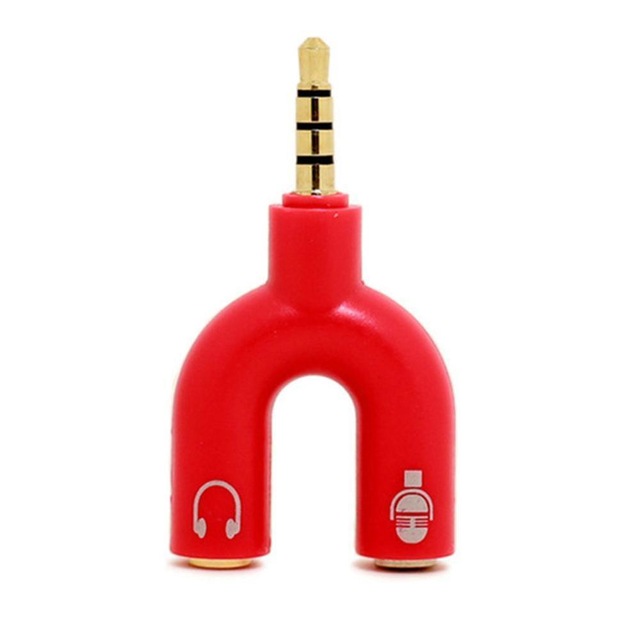 1PC Dual 3,5 MM U Typ Adapter Kopfhörer Stecker Audio Kabel Splitter Mikrofon 2 in 1 Schwenk Stecker jack Stecker Adapter: Rot