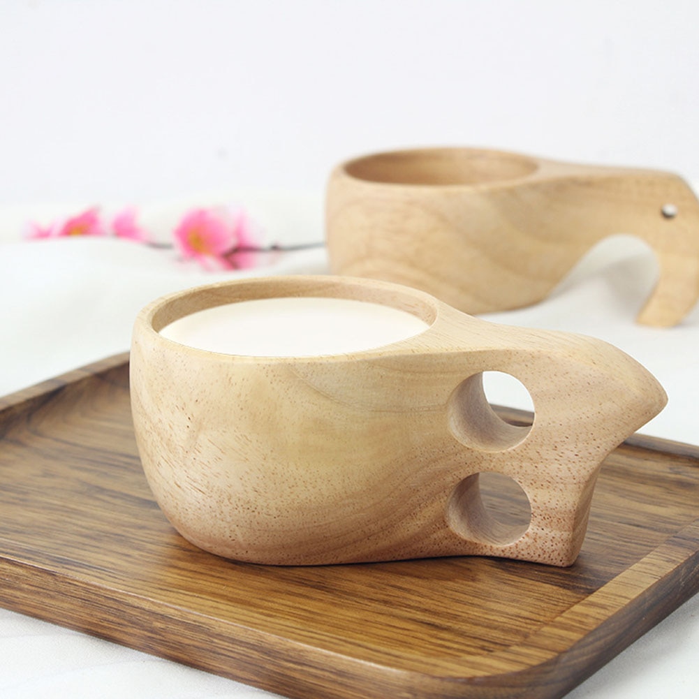 Wood Coffee Cup Natural Jujube Wood Tea Cup With Handgrip Milk Travel Wine Beer Cups For Home Bar Kitchen Gadgets