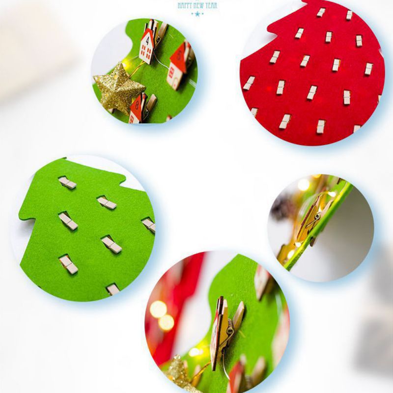Hanging Fabric Christmas Tree Lighted Countdown Advent Calendar for Xmas Decorations Kid Toys Christmas Hanging Ornament