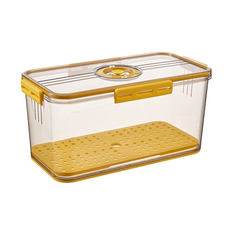 Refrigerator Storage Box PET Thickened Timekeeping Freeze Storage Box Kitchen Storage Containers: YELLOW