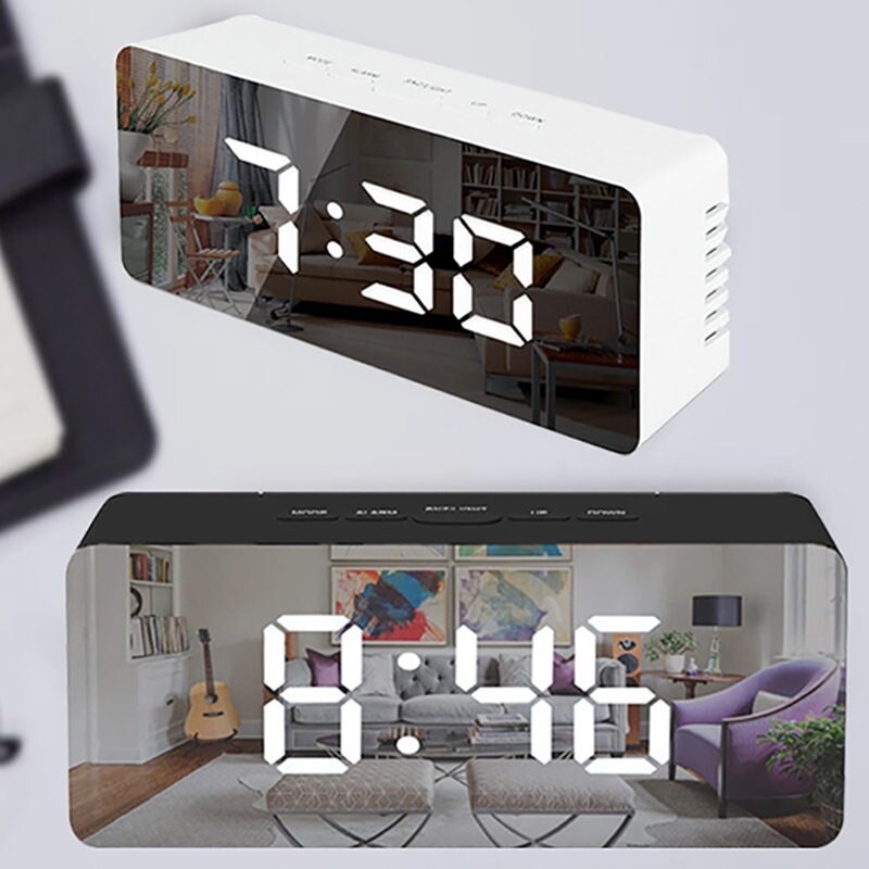 3 kinds of LED mirror alarm clock digital clock wake-up lamp electronic large time temperature display home decoration clock