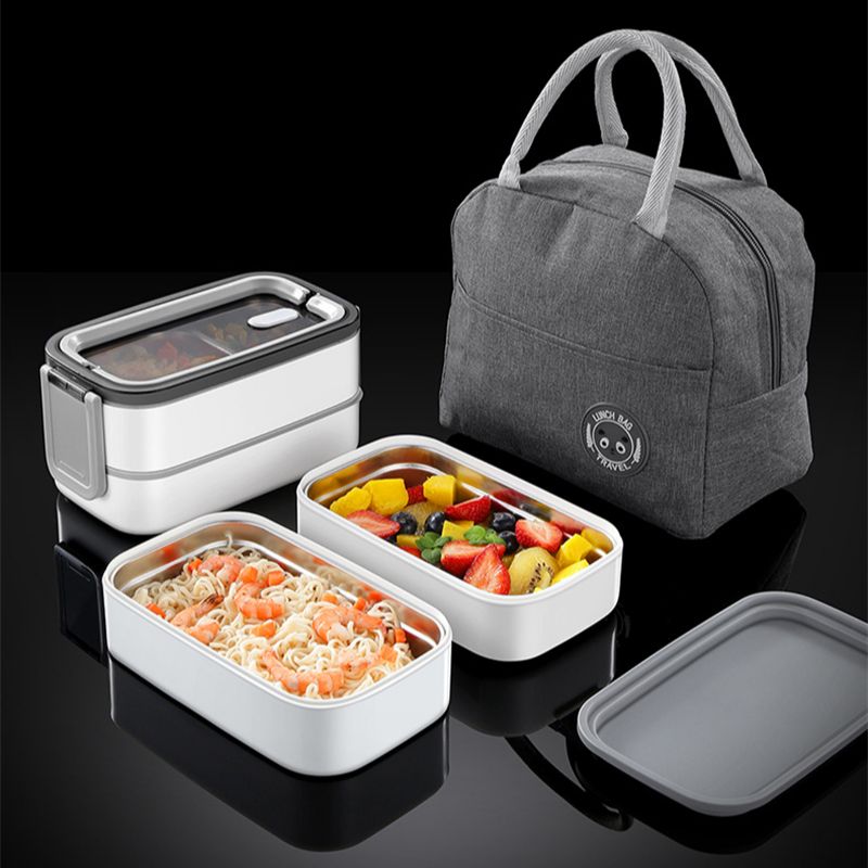 304 Stainless Insulated Lunch Box Sealed 2 Layer Compartment Lunch Box Portable Insulation Bag Anti-scalding Instant Noodle Bowl