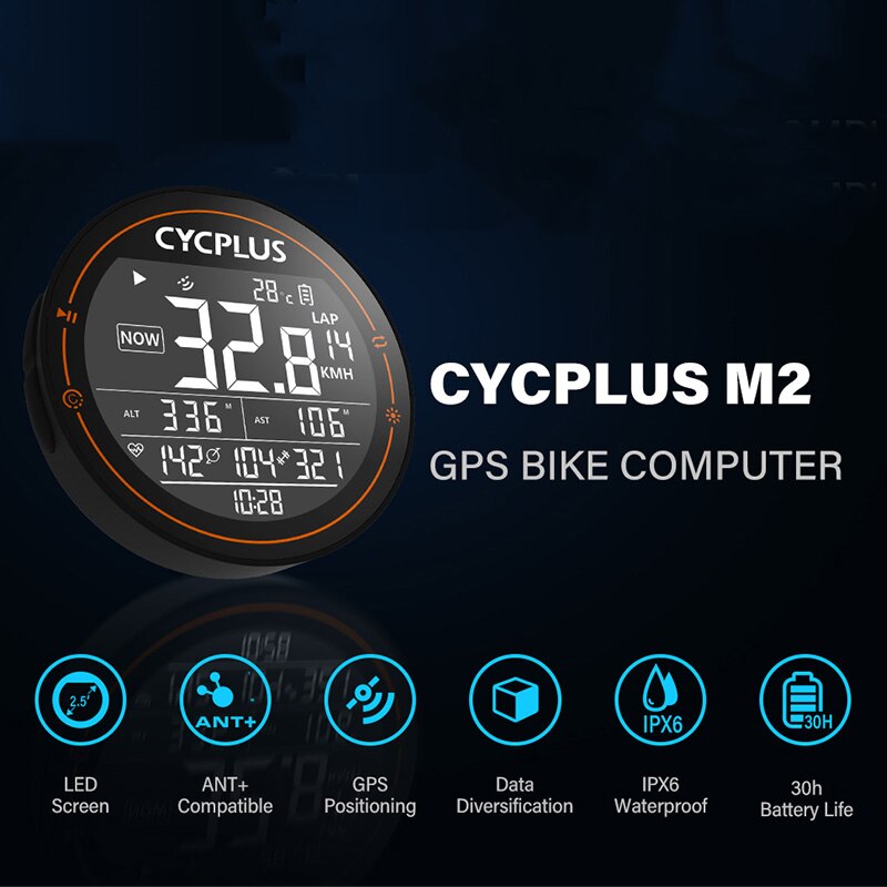 CYCPLUS – GPS M2 sans fil Bluetooth ANT +, ordinateur de vélo, compteur de vitesse, étanche, accessoires de cyclisme