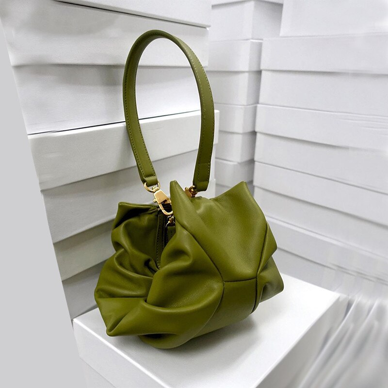 Sommer dumpling taske niche fold armhule taske skulder croissant håndtaske kvindelig taske pung og håndtasker sac a main: Grøn