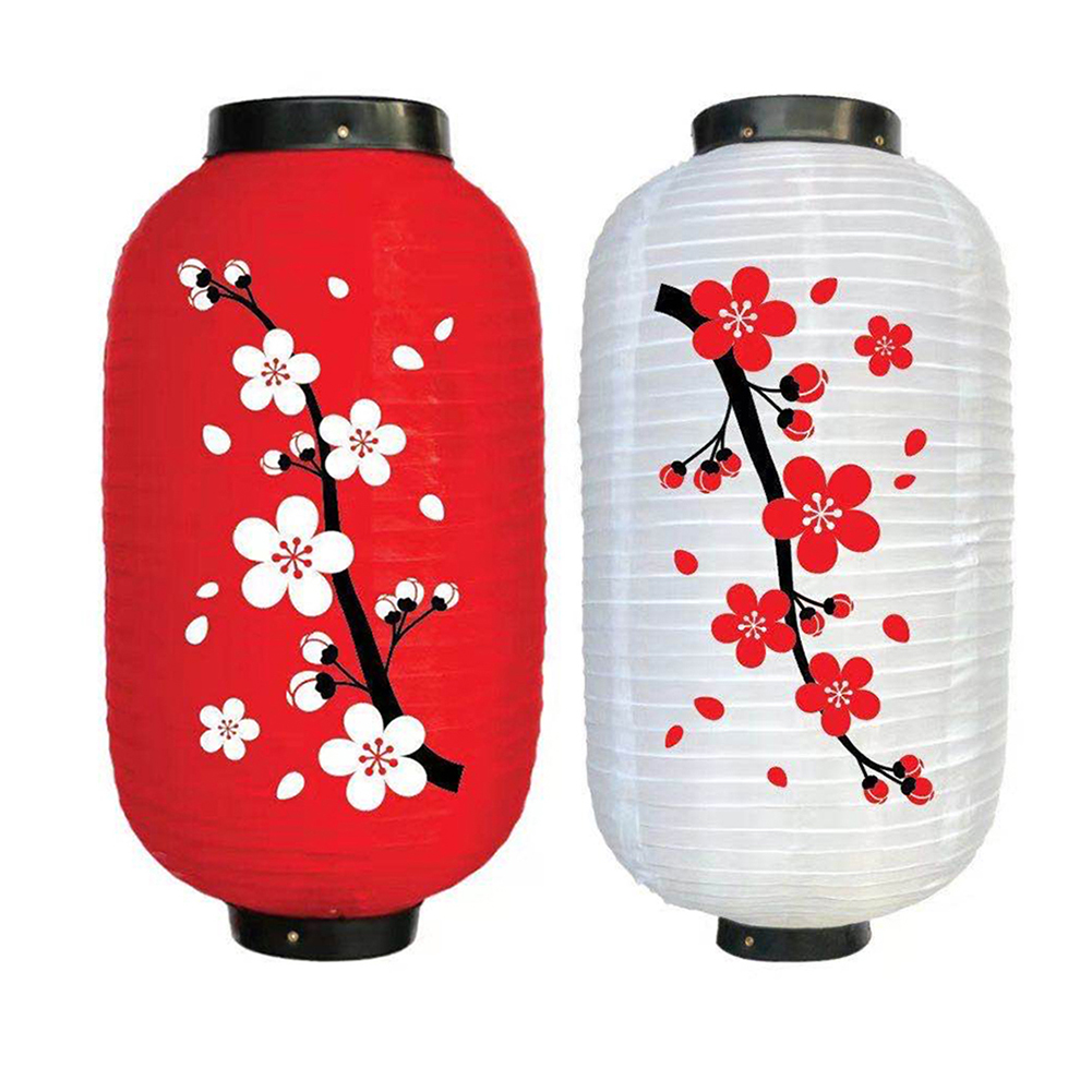 2 stücke 25cm Chinesische Lange Förmigen Tuch Laternen Pflaume Blüte Hochzeit Party Hängen Laternen Hause Restaurant Dekoration Laterne Lampe