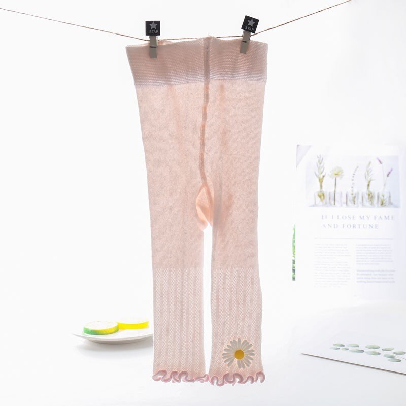 Barn bebis flickor leggings tunna anti-myggblomma solida ruched byxor toddler nio pnats barn casual strumpbyxor strumpa 6m-4y
