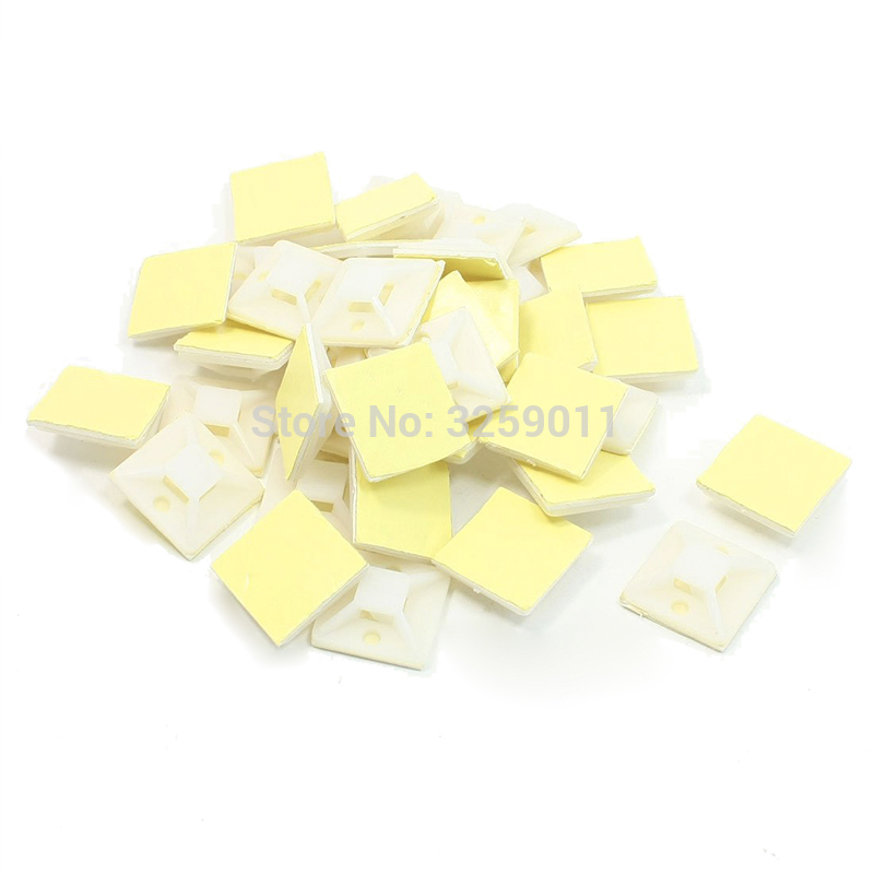 100PCS Self Adhesive Cable Tie Mounts 40 mm * 40 mm Screw Hole Anchor Point Provides Optimal Strength for Long-Term Durability